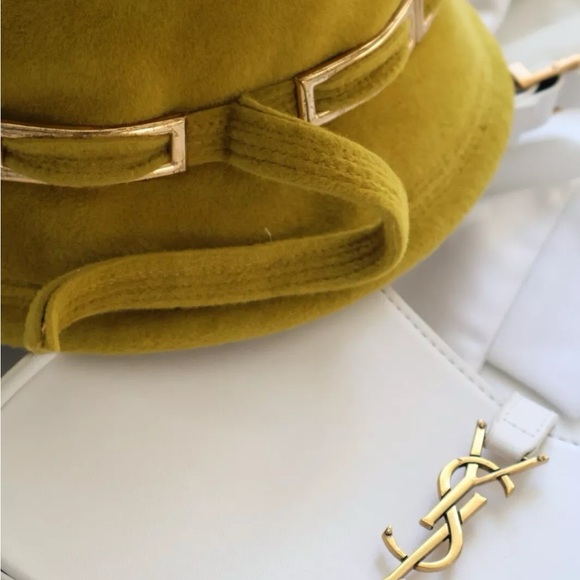 Stylish Yves Saint Laurent YSL Mod bucket Hat 1930s Chartreuse Yellow Hat - Picture 1 of 4